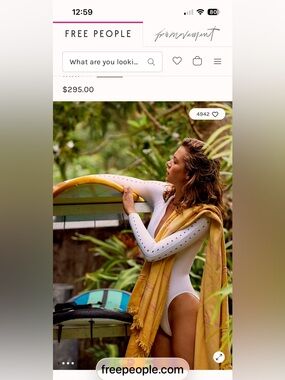 Free People GIGI C Riley White Long-Sleeve One-Piece Swimsuit